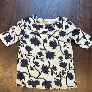 Loft Floral Patterned Blouse Top in Black and White